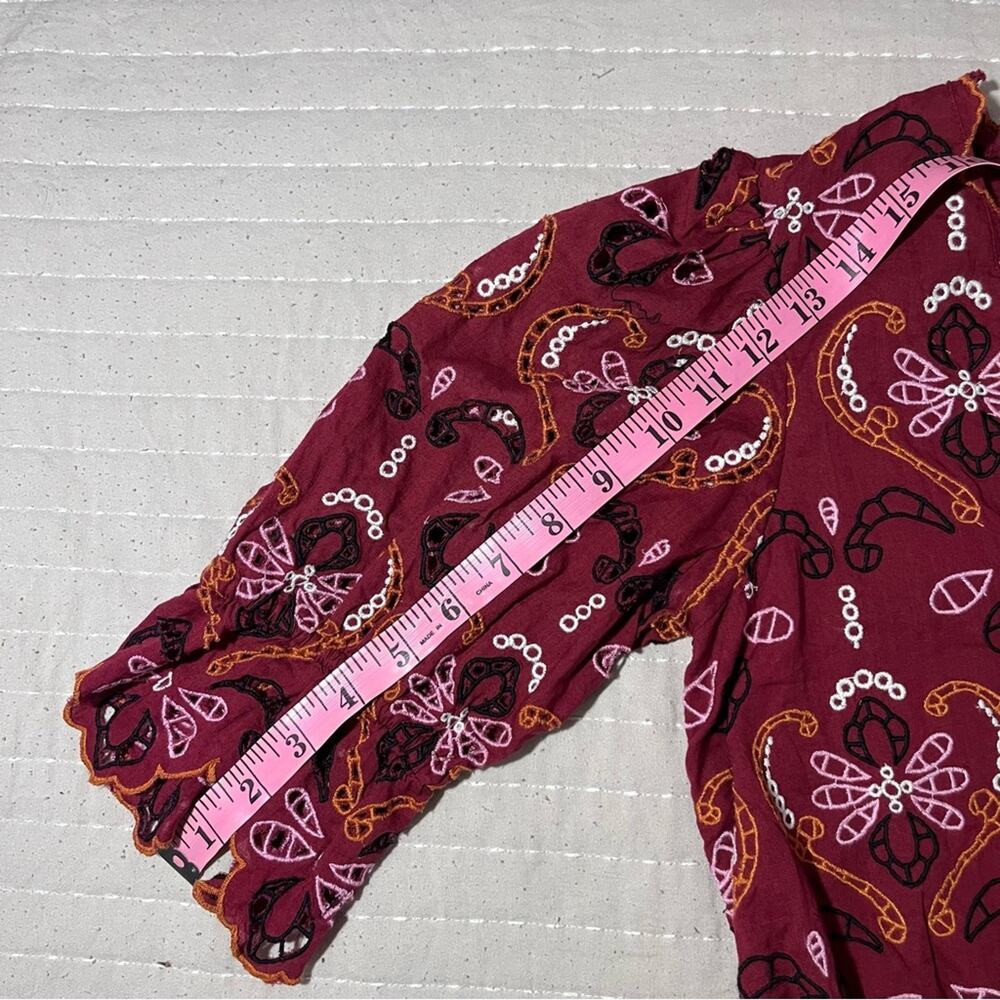 Anthropologie Women’s Deep Red Eyelet Blouse XS - Picture 10 of 10
